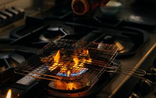 live fire in kitchen