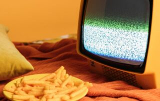 food in front of TV