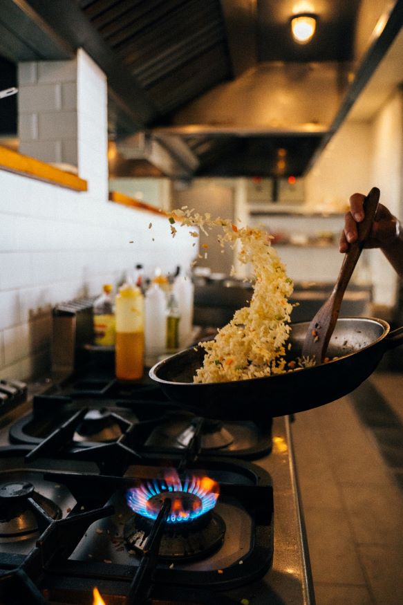 working in tight kitchen 