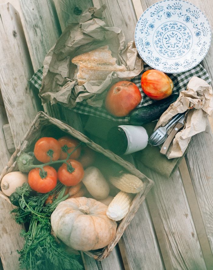 healthy food and place setting