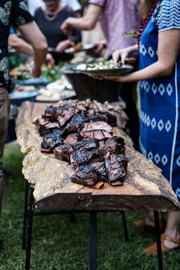 roasted pig on a table at a party