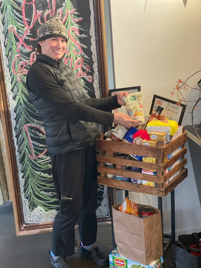 Chef Becky with Food Donation Box